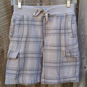 🆕 Boys Machine Pull On Cargo Shorts Gray Plaid 10